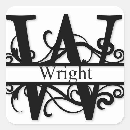 Wright Monogram Vierkante Sticker (Voorkant)