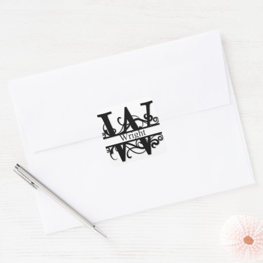 Wright Monogram Vierkante Sticker (Envelop)