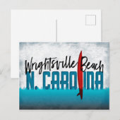 Wright tsville Beach Briefkaart N. Carolina Surfbo (Voorkant / Achterkant)