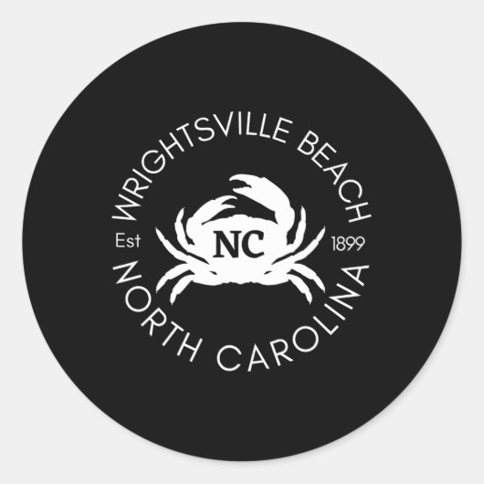 Wright tsville Beach North Carolina Crab stranden  Ronde Sticker (Voorkant)