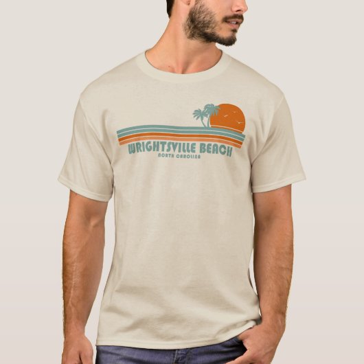 Wright tsville Beach North Carolina Sun Palm Trees T-shirt (Voorkant)