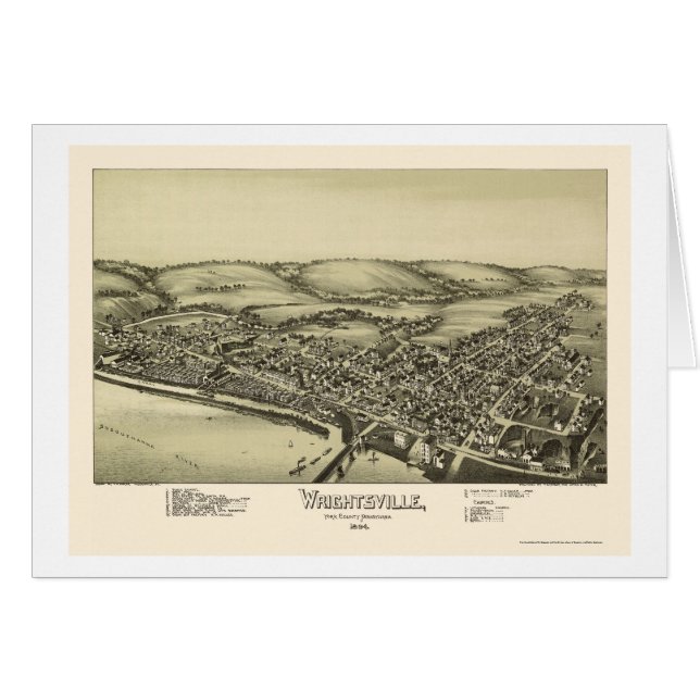 Wright tsville, PA Panoramic Map - 1894 (Voorkant Horizontaal)