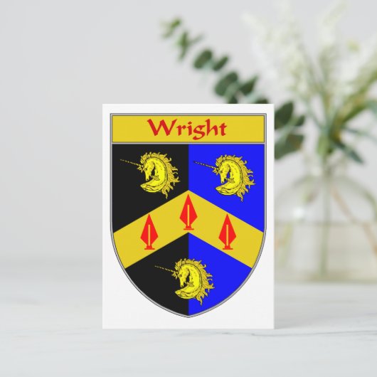Wright Wapen / Familie Crest Briefkaart (Staand voorkant)
