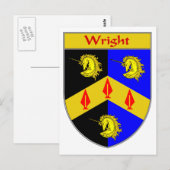 Wright Wapen / Familie Crest Briefkaart (Voorkant / Achterkant)