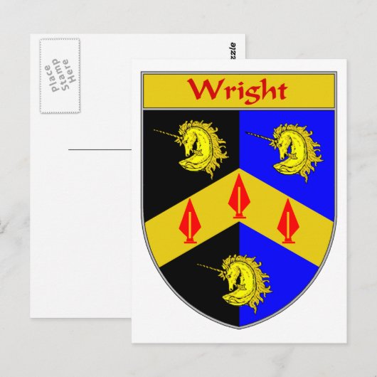 Wright Wapen / Familie Crest Briefkaart (Voorkant / Achterkant)