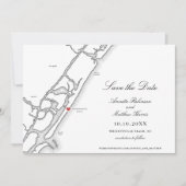 Wrightsville Beach NC Kaart Zwart en Wit Bruiloft (Voorkant)