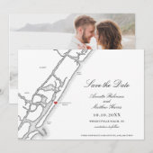 Wrightsville Beach NC Kaart Zwart en Wit Bruiloft (Voorkant / Achterkant)