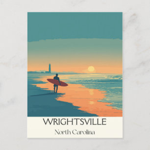 Wrightsville Beach NC  Surfer Beach Sunset Feestdagenkaart