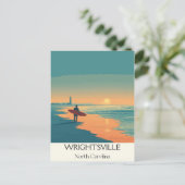 Wrightsville Beach NC  Surfer Beach Sunset Feestdagenkaart (Staand voorkant)
