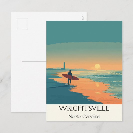 Wrightsville Beach NC Surfer Beach Sunset Feestdagenkaart (Voorkant / Achterkant)