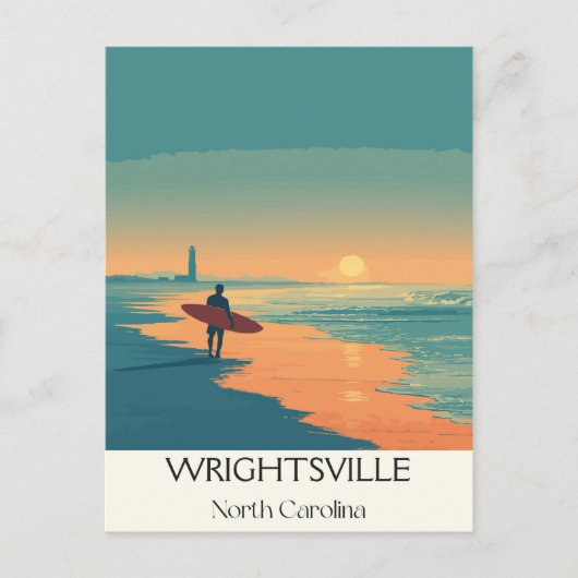 Wrightsville Beach NC  Surfer Beach Sunset Feestdagenkaart (Voorkant)