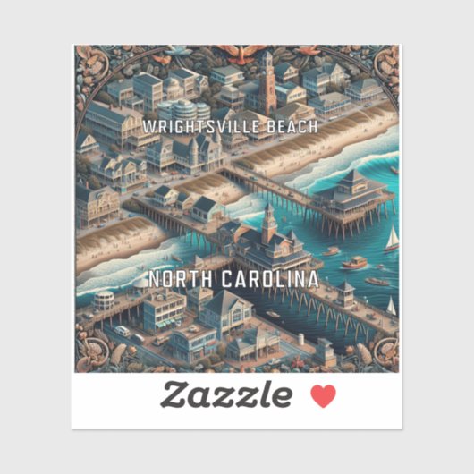 Wrightsville Beach North Carolina 3 inch Vinyl Sti Sticker (Vel)