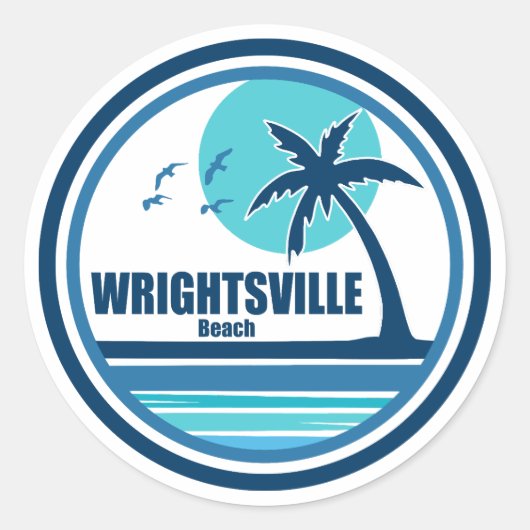 Wrightsville Beach North Carolina Palm Tree Vogels Ronde Sticker (Voorkant)