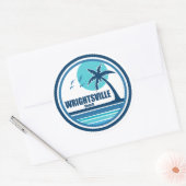 Wrightsville Beach North Carolina Palm Tree Vogels Ronde Sticker (Envelop)