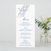 Wrightsville Strandkaart Elegante Navy Blue Weddin Menu (Staand voorkant)