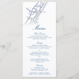 Wrightsville Strandkaart Elegante Navy Blue Weddin Menu