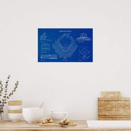 Wrigley Field Blueprint Poster (Keuken)