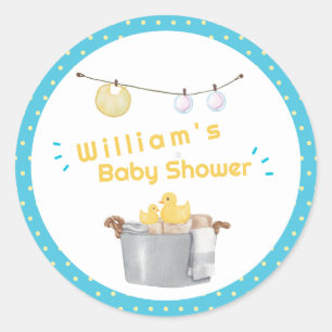 Wrijf een dub dub waslijn Rubberen Eend Baby Showe Ronde Sticker