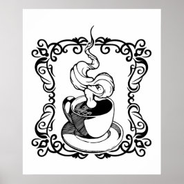 Wrijven met een warmbekertje koffie poster