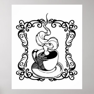 Wrijven met een warmbekertje koffie poster