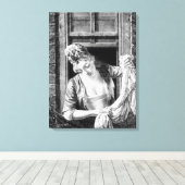 Wringend wasgoed voor vrouwen canvas afdruk (Insitu (Houten vloer))