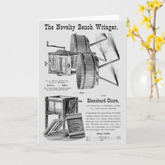  Wringer & Butter Churner Advertentie Kaart (Gele Bloem)