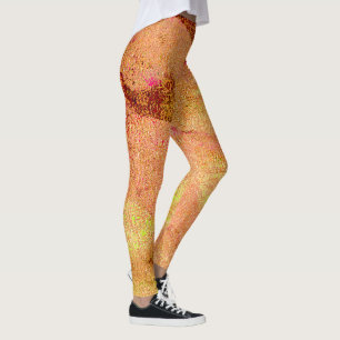 Wrinkellederstijl met versleten verf, zalm leggings