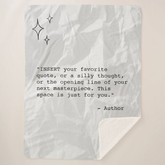 Wrinkled Paper with Custom Quote and Stars Sherpa Deken (Voorkant)