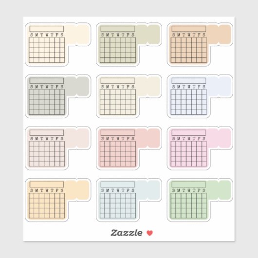 Writable Monthly Index Tab Calendar Habit Tracker  Sticker (Vel)