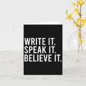 Write It Speak It Believe It Motivational Faith Ap Kaart (Gele Bloem)