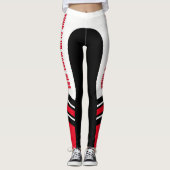 "Write Jouw naam" Black/White/Red Leggings (Voorkant)