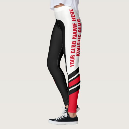 "Write Jouw naam" Black/White/Red Leggings (Links)