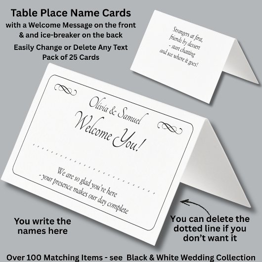 Write Name - Table Place Card - with Messages Kaart