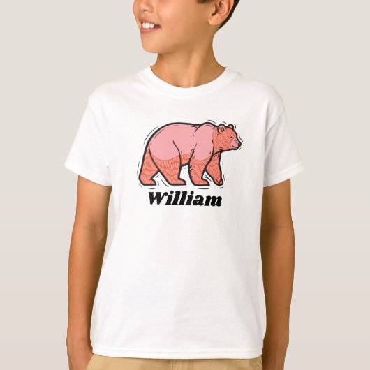 Write your name on this pink Bear Pop Art T-shirt (Voorkant)