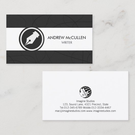 Writer Author Literary Visitekaartje (Voorkant / Achterkant)