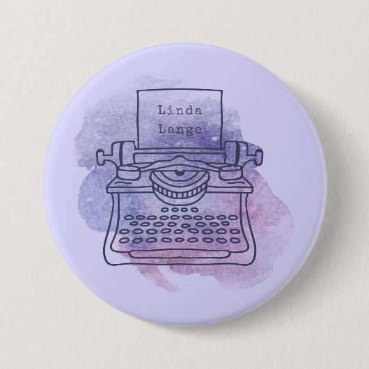 Writer Author Script  schrijfmachine Aangepast Ronde Button 7,6 Cm (Voorkant)