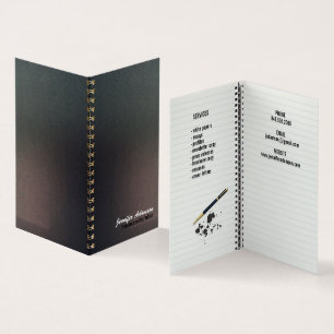writer/editor notitieboek visitekaartje