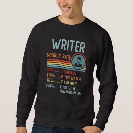 Writer Hourly Rate T-Shirt Retro Job Title Premium (Voorkant)