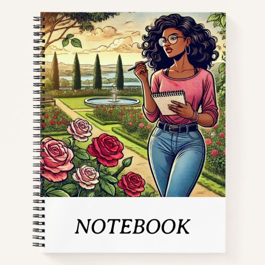 Writer in a Garden of Roses Spiral Notebook Notitieboek (Voorkant)