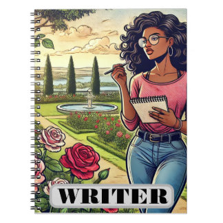 Writer in rose garden spiral notebook notitieboek
