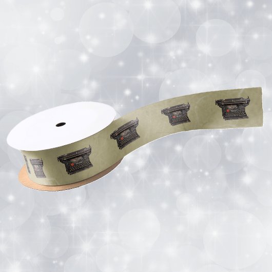 Writer Tool Zwart Handmatig Typewriter Tan Satijnen Lint