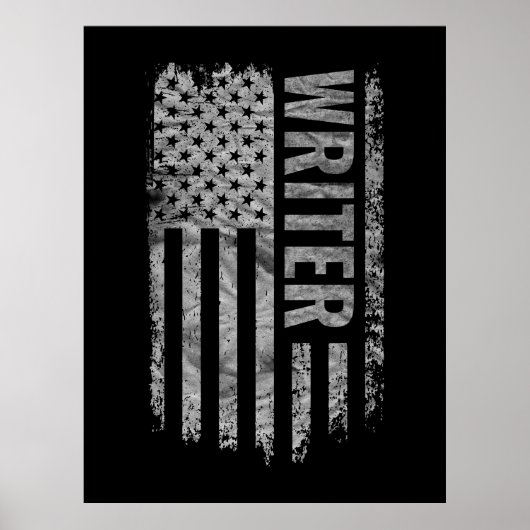 Writer USA Flag Distressed design Poster (Voorkant)