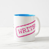 "WRITER" - "We aanbidden het papier waarop je schr Tweekleurige Koffiemok (Voorkant rechts)