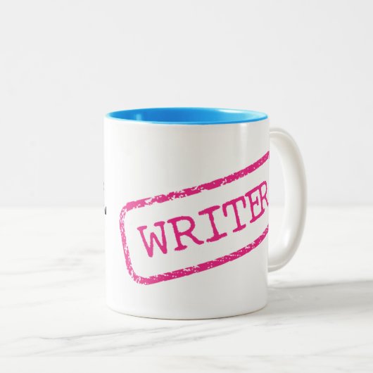 "WRITER" - "We aanbidden het papier waarop je schr Tweekleurige Koffiemok (Voorkant rechts)