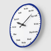 Writer's Clock - Writing Job Fun Dark Blue Clock Grote Klok (Hoek)