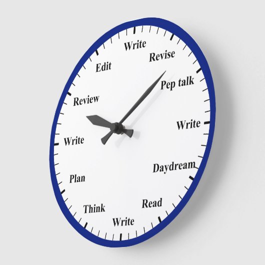 Writer's Clock - Writing Job Fun Dark Blue Clock Grote Klok (Hoek)