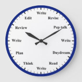 Writer's Clock - Writing Job Fun Dark Blue Clock Grote Klok (Voorkant)