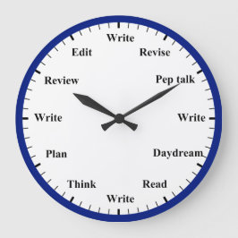 Writer's Clock - Writing Job Fun Dark Blue Clock Grote Klok