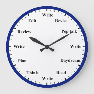 Writer's Clock - Writing Job Fun Dark Blue Clock Grote Klok