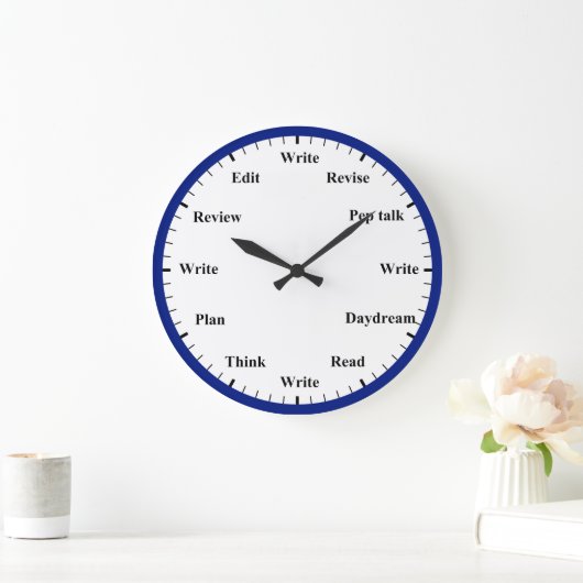 Writer's Clock - Writing Job Fun Dark Blue Clock Grote Klok (Huis)